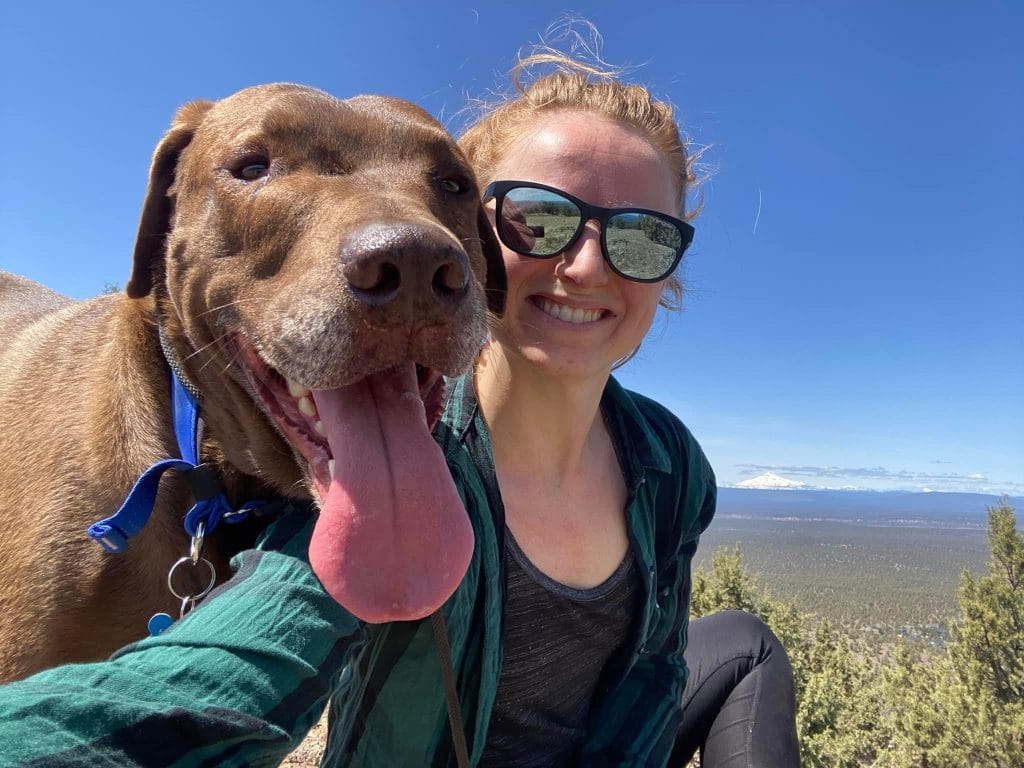 Lindsi Kay, Penticton pet sitter, hiking with a pet client